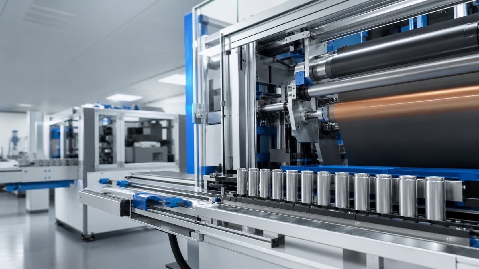Battery cell manufacturing equipment in a controlled production environment